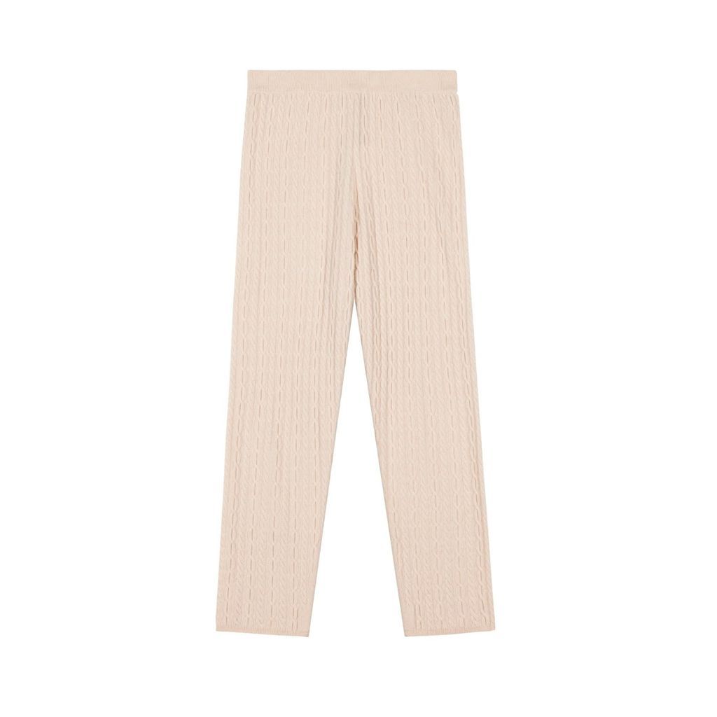 Women's Neutrals Cashmere Wool Blend Cable Knitted Trousers Sand Beige Extra Small CHAMBRE DE FAN
