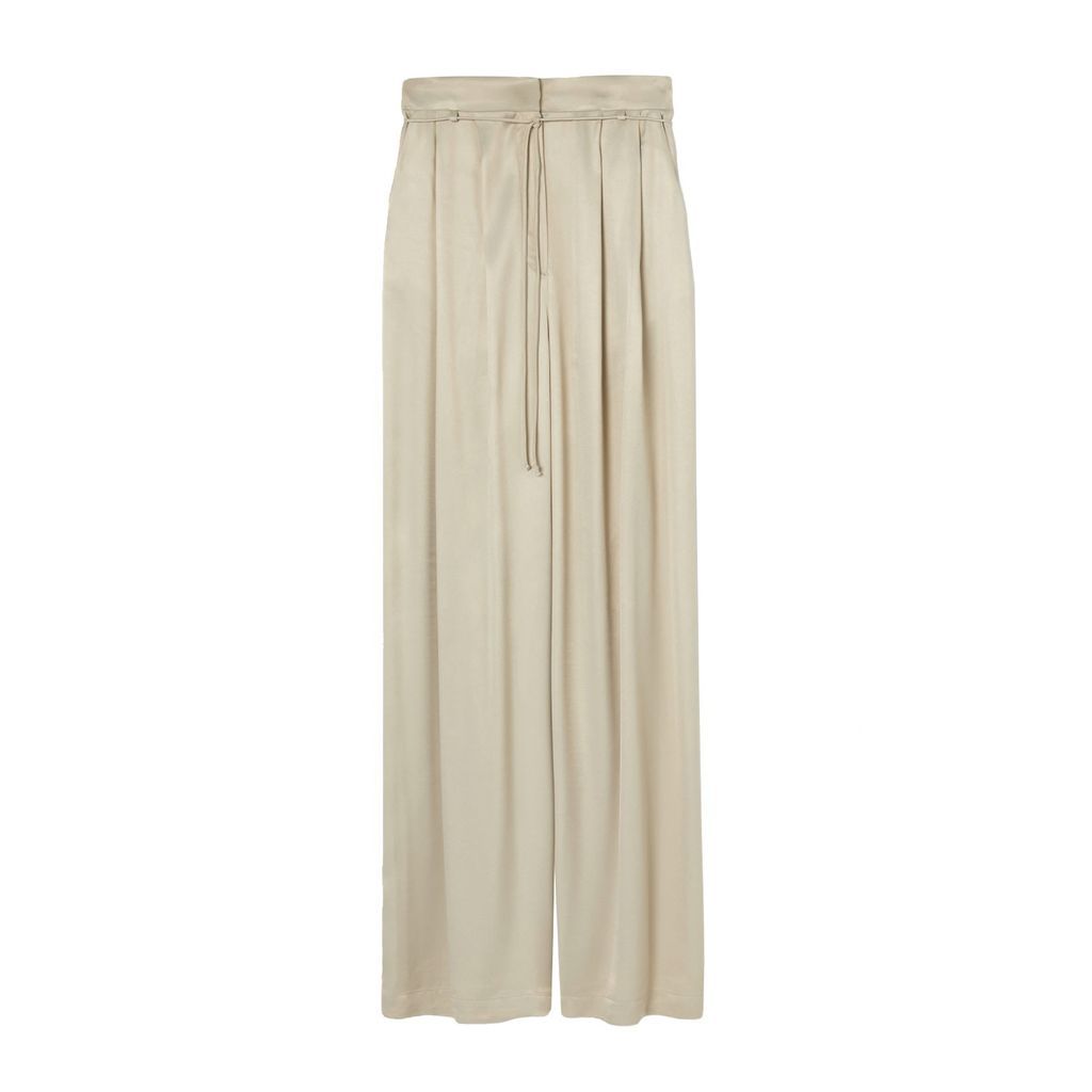 Women's Neutrals Champagne Double Pleated Satin Trousers Extra Small A LINE