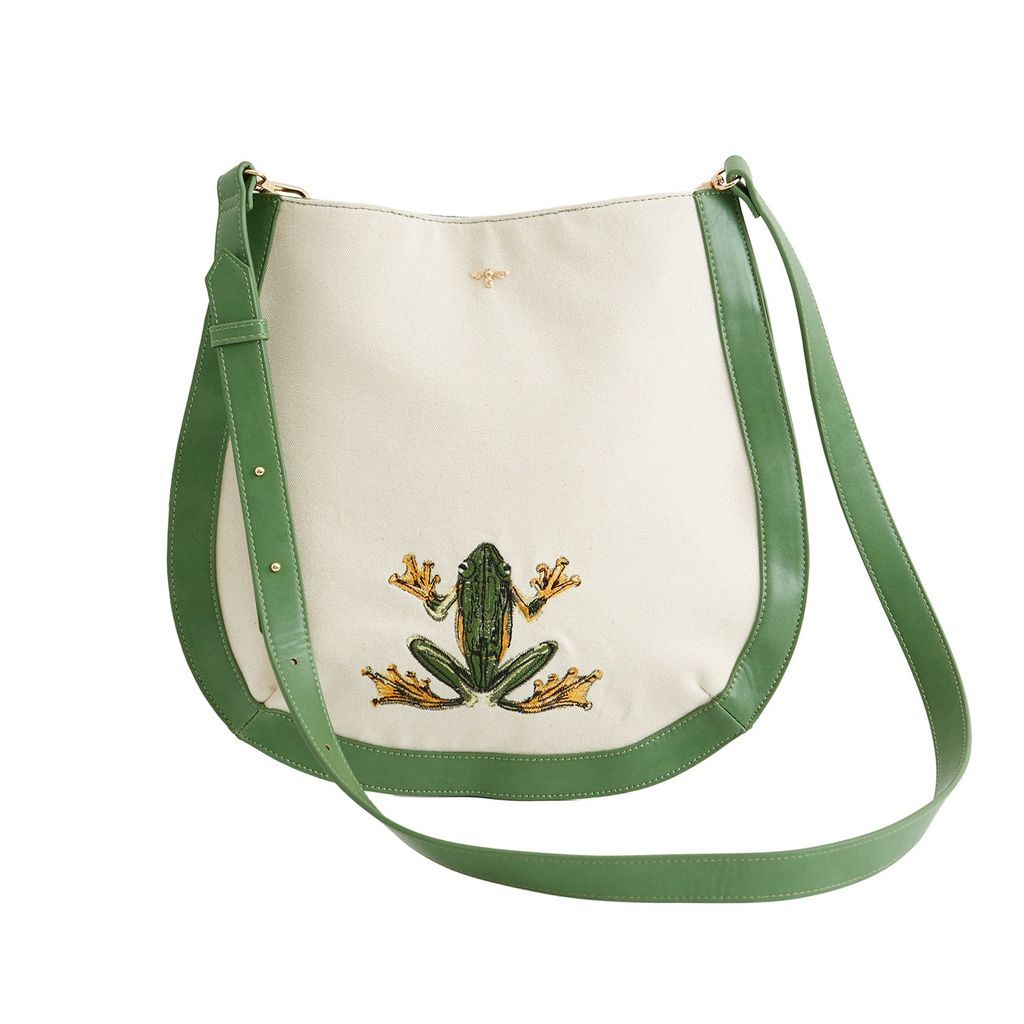 Women's Neutrals Fable Curiouser Frog Embroidered Messenger Bag One Size Fable England