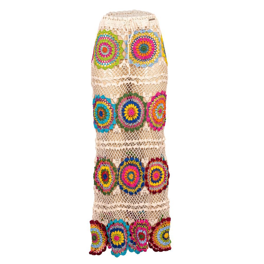Women's Neutrals Fun Circles Crochet Long Skirt One Size Tricult