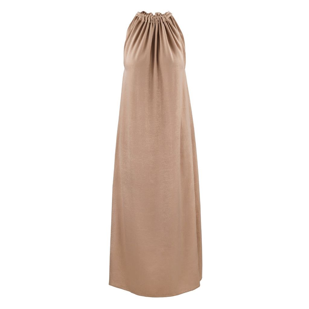 Women's Neutrals Isla Maxi Dress In Satin Nude Oyster One Size COCOOVE