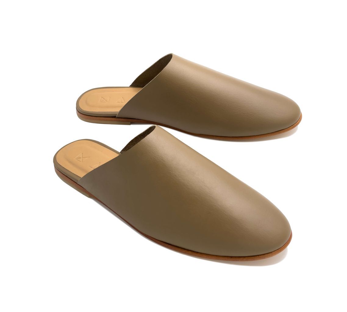 Women's Neutrals Mules Flat Leather Sandals - Olive 3 Uk Maki Sandals