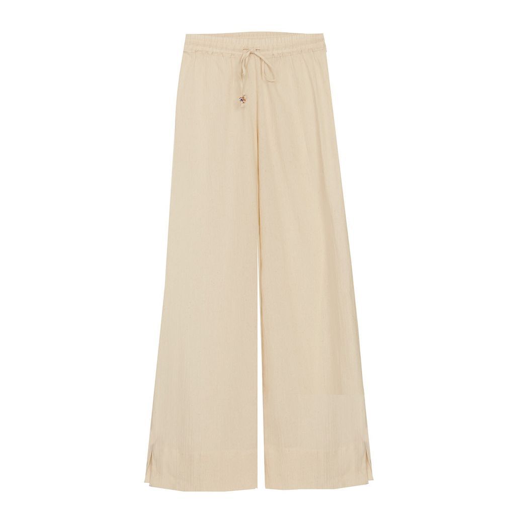 Women's Neutrals Pull-On Trousers Crinkle Organic Cotton In Beige Small N'Onat