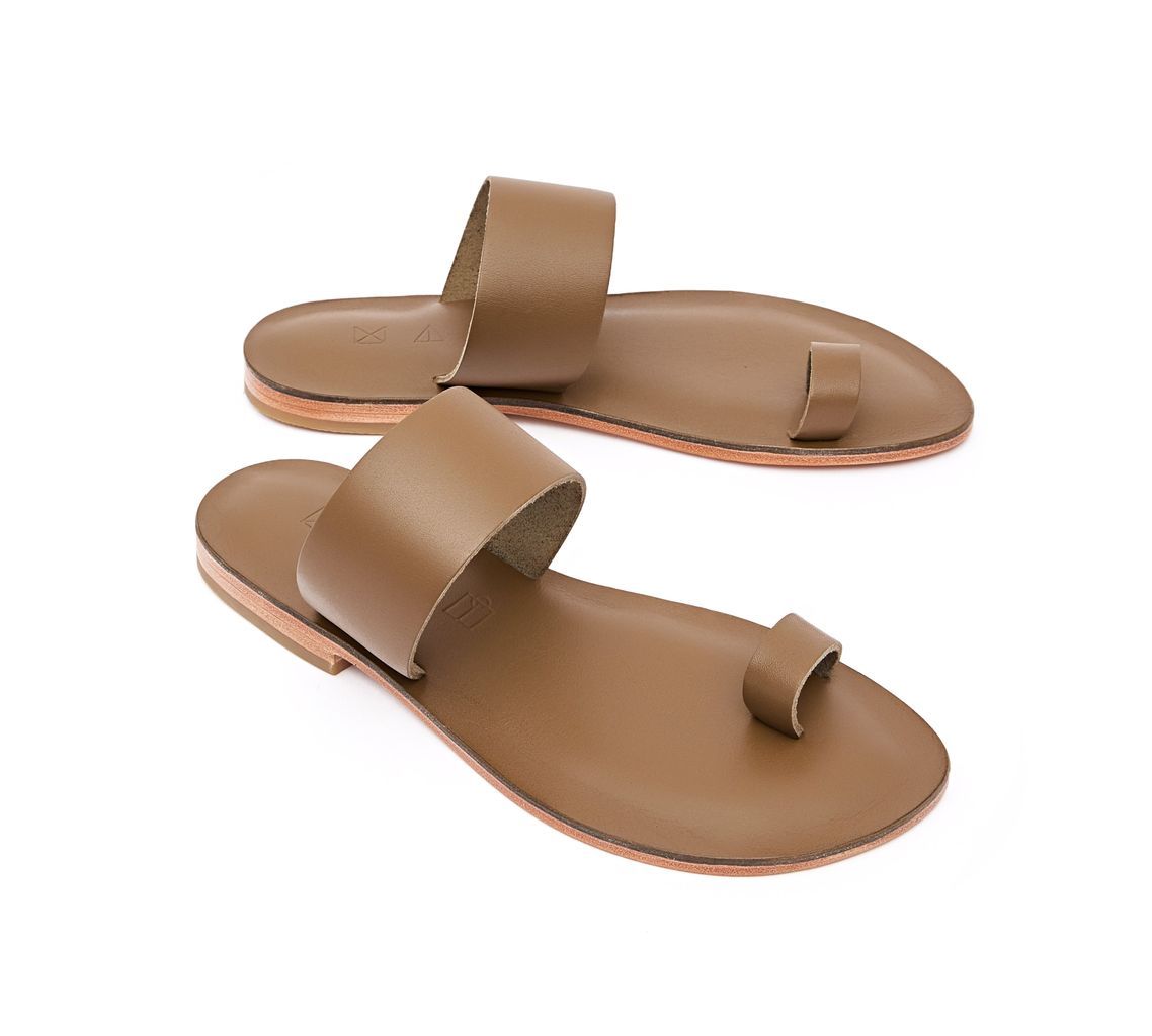 Women's Neutrals Root Leather Flat Sandals - Olive 2 Uk Maki Sandals