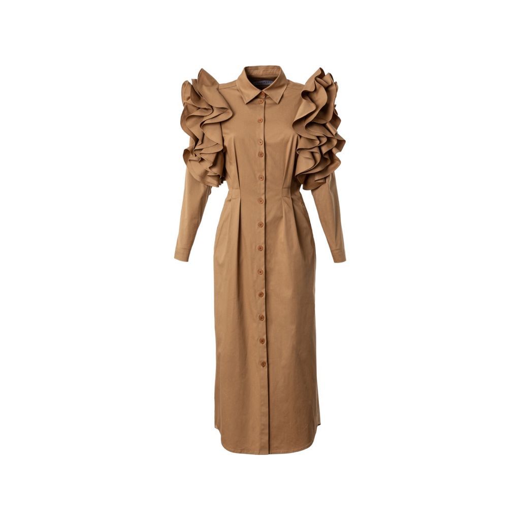 Women's Neutrals Ruffled Shoulders Dress - Craft Xxs Talented