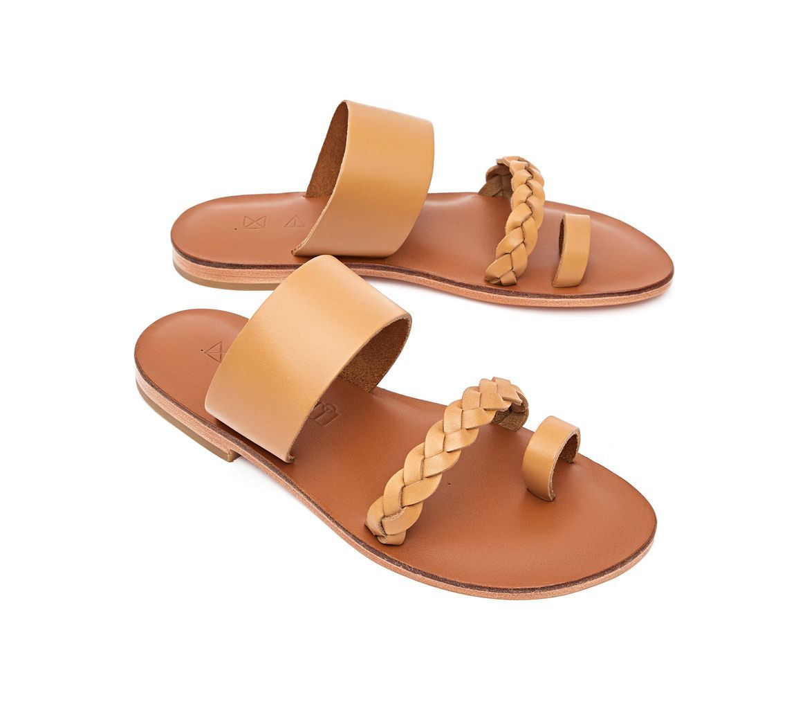 Women's Neutrals Sand Leather Flat Sandals Tan 2 Uk Maki Sandals