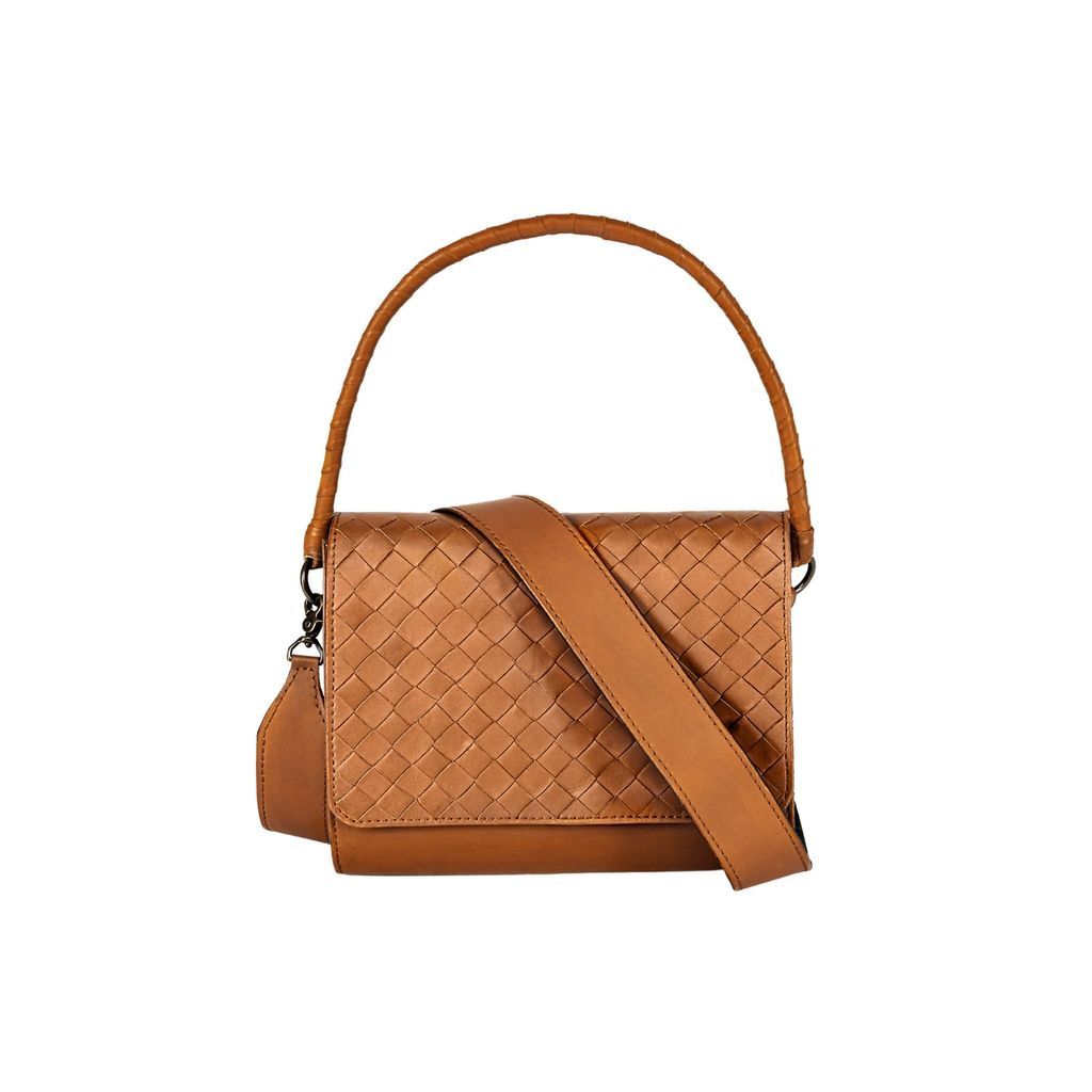 Women's Neutrals Woven Leather Crossbody Bag Cognac Deux Mains