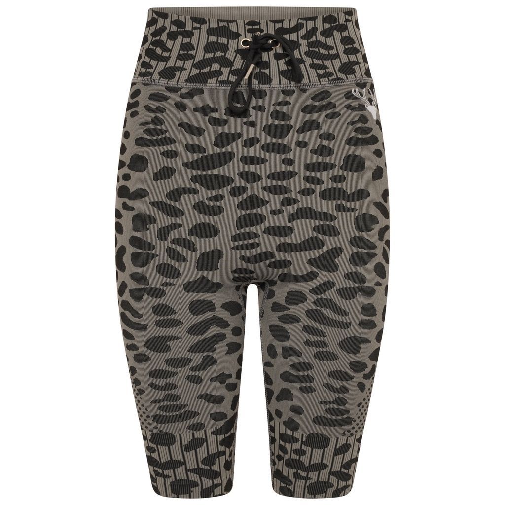 Women's Neva Recycled Leopard High Waisted Cycling Short - Grey Small Twill Active