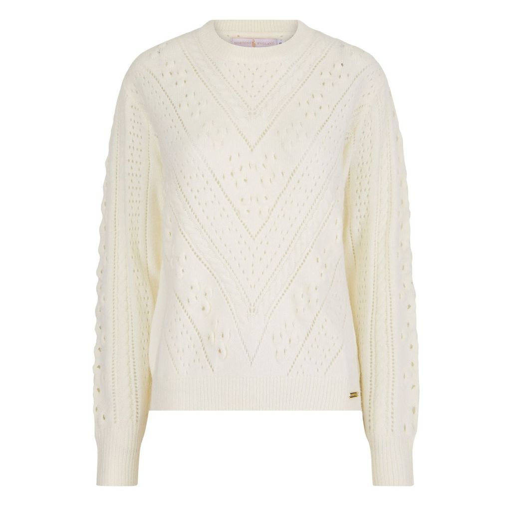 Women's Newquay Pointelle Knit Jumper - White Small Hortons England