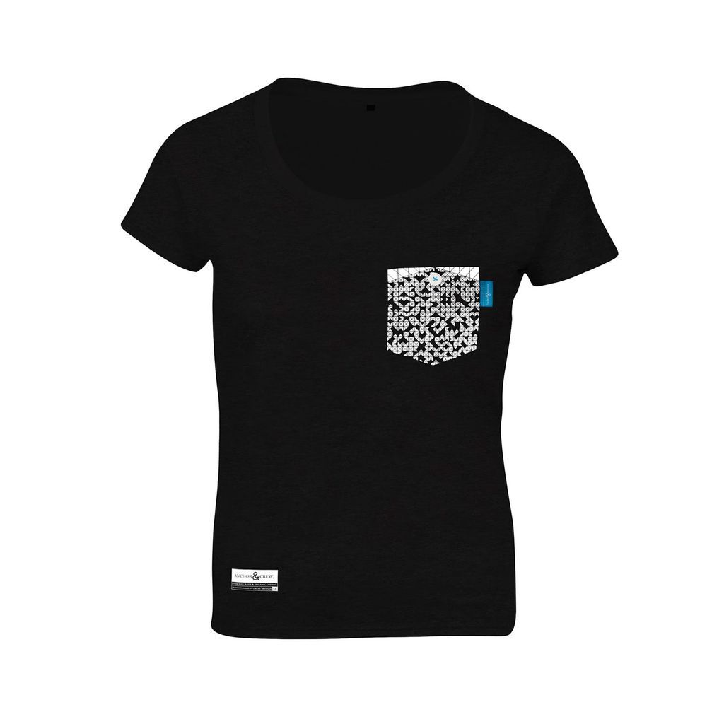 Women's Noir Black Digit Print Organic Cotton T-Shirt Small ANCHOR & CREW