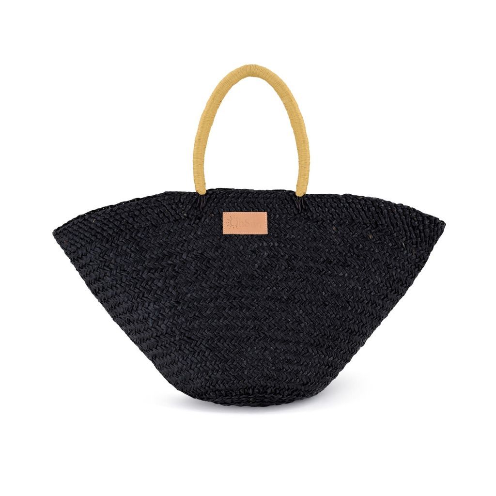 Women's Nora Black Straw Beach Bag - Sand OhSun