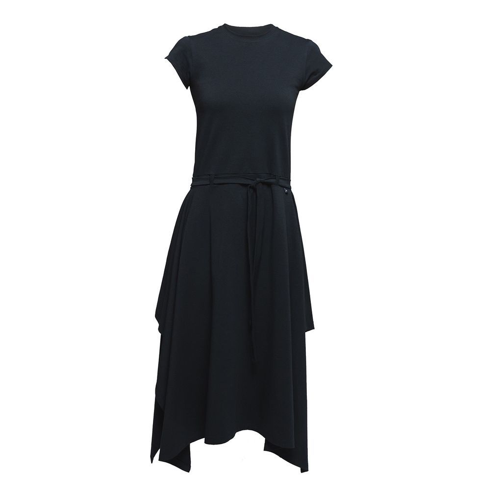 Women's Non627 Short Sleeve Dress With Skirt - Black Extra Small NON+