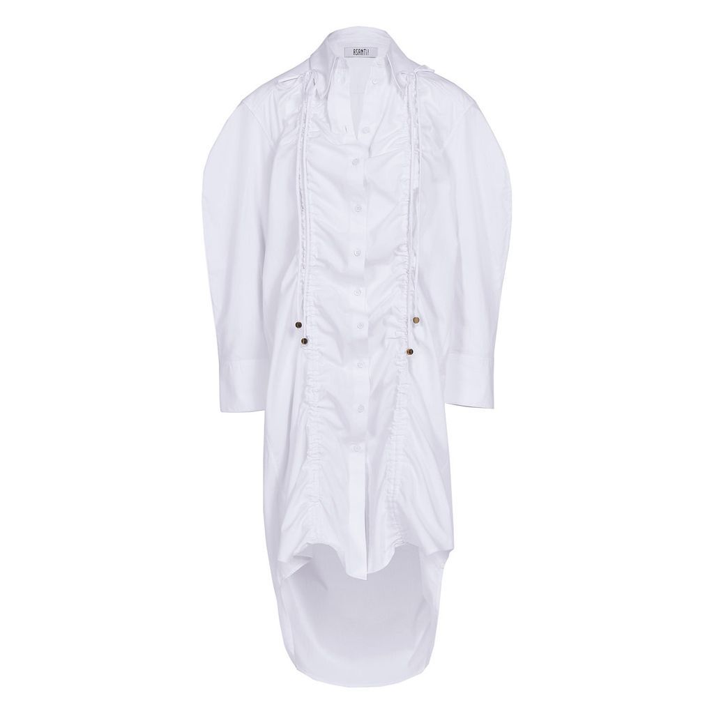 Women's Obasima Drawstring Shirt Dress - White Extra Small Asantii
