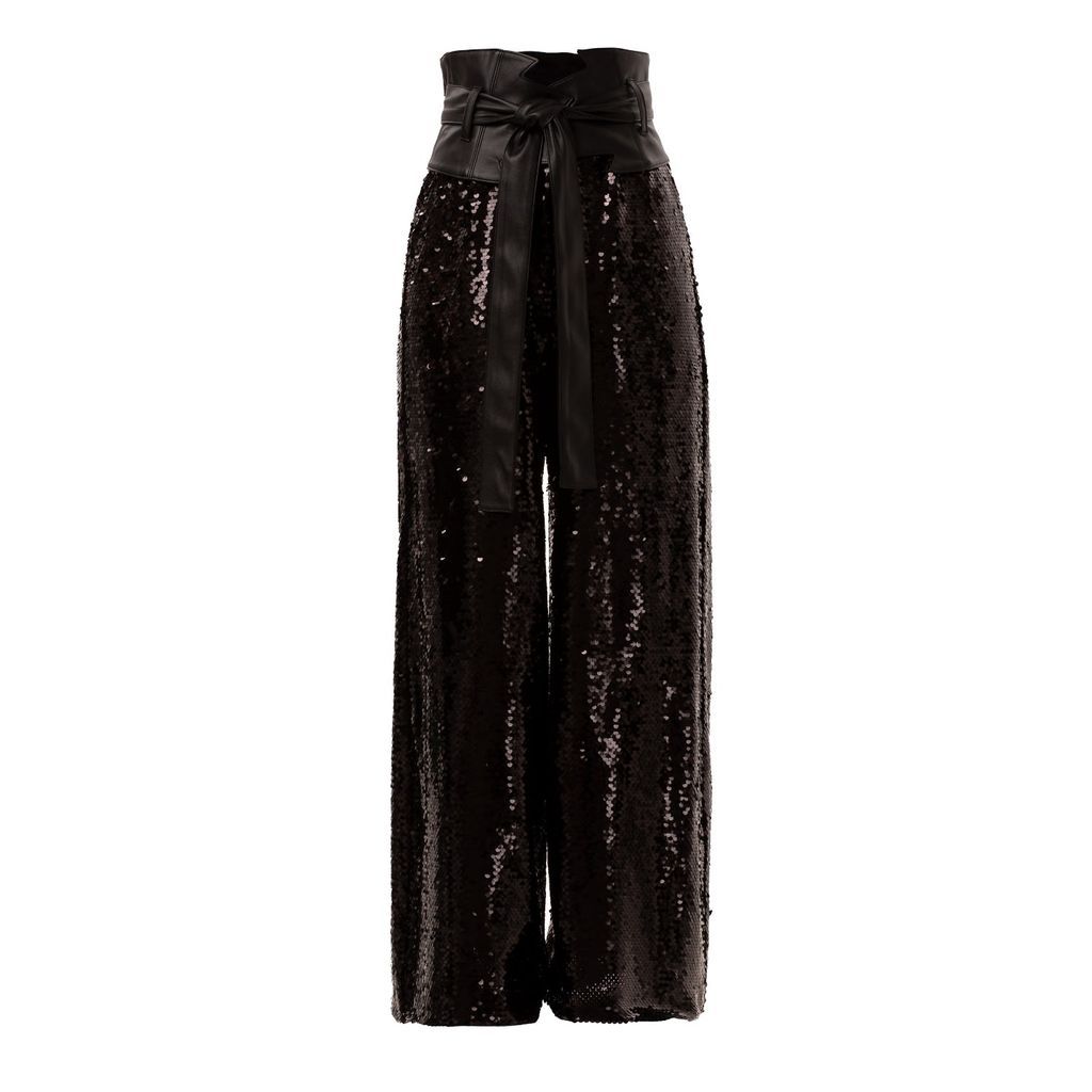 Women's Occasion Black Palazzo Sequin Trousers Extra Small Julia Allert