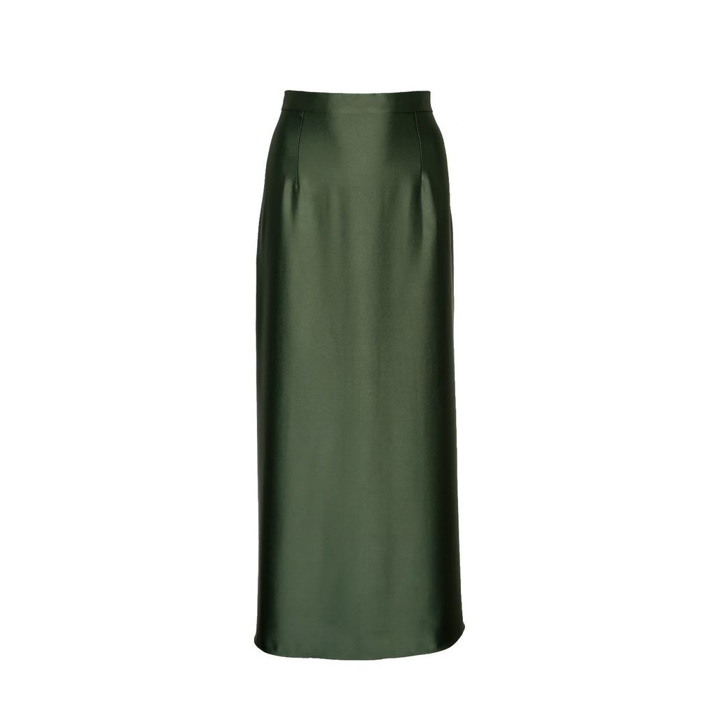Women's Olive Green High Waisted Satin Maxi Skirt Extra Small VIEILLES ÂMES