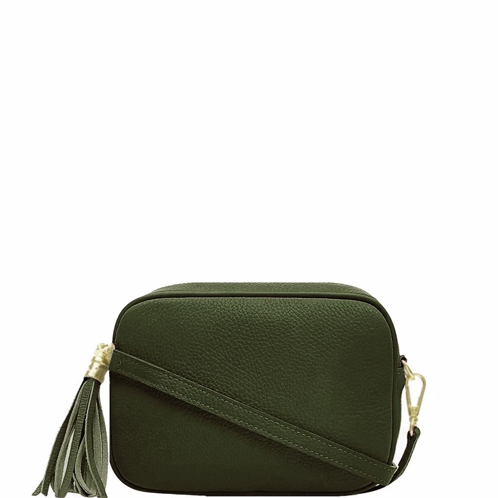 Women's Olive Green Leather Cross-Body Tassel Camera Bag Bxynd Sostter