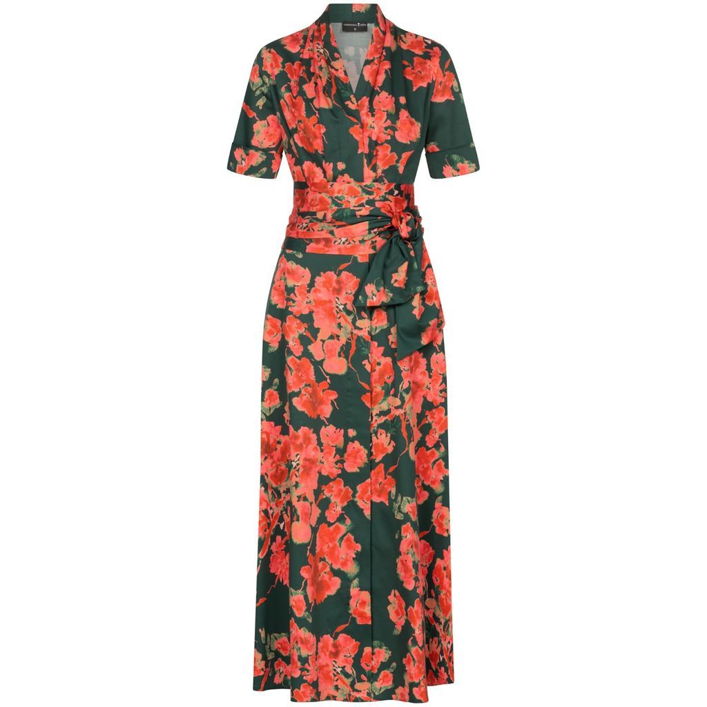 Women's Orchid Print Maxi Shirtdress With Detachable Wide Belt Extra Small Marianna Déri