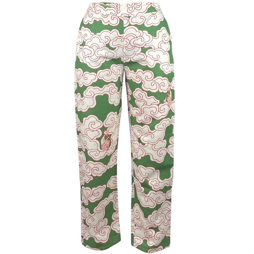 Women's Organic Cotton & Linen Green Clouds Trousers Extra Small Wild Clouds