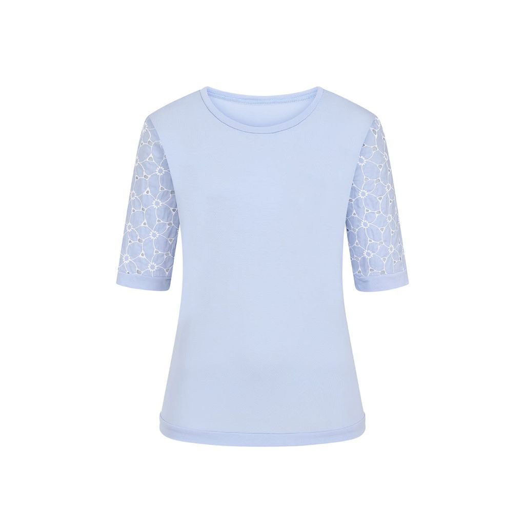 Women's Pale Blue Embroidery Sleeve T-Shirt Extra Small Sophie Cameron Davies
