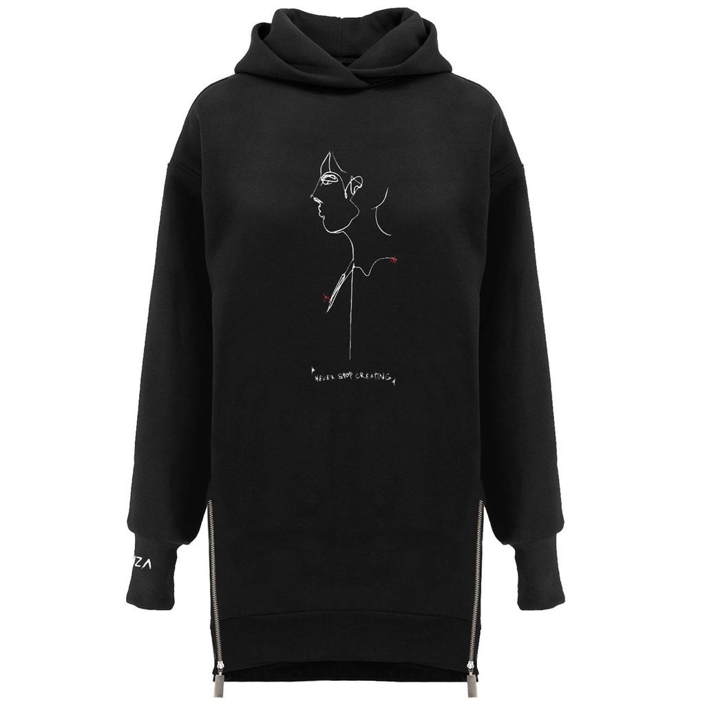 Women's Palm Black Embroidered Woman's Hoodie Extra Small Hamza