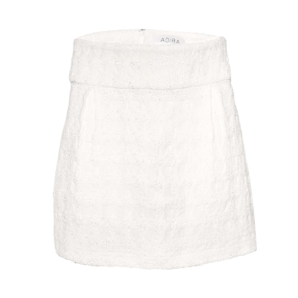 Women's Pearl White Pleated Mini Skirt Extra Small ADIBA