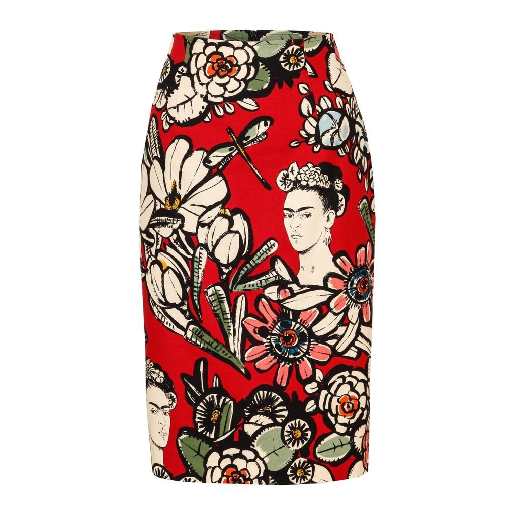 Women's Pencil Skirt With Mexican Print Red Extra Small Marianna Déri
