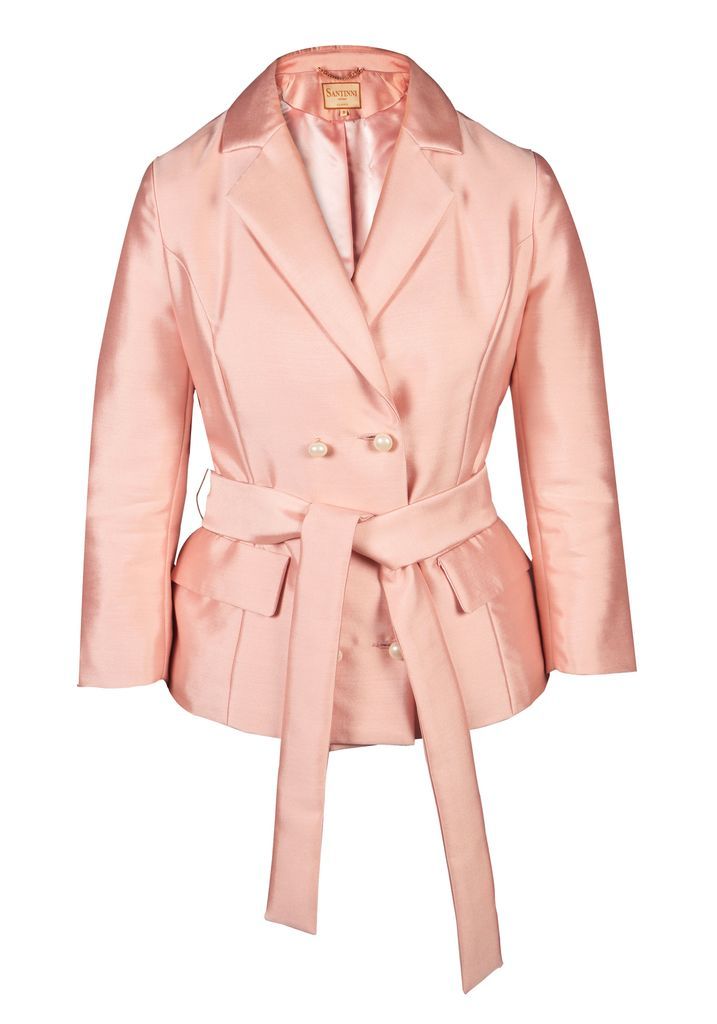 Women's Pink / Purple 'Grace' 100% Wool & Silk Blazer In Rosa Xxs/Xs Santinni