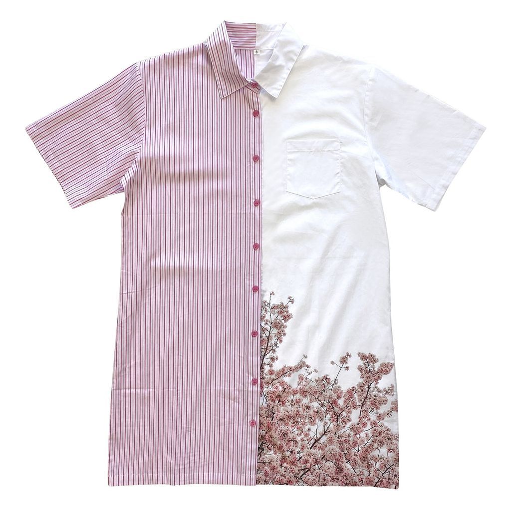 Women's Pink / Purple / White Two Tone Shirt Dress - Cherry Blossom Small Zenzee