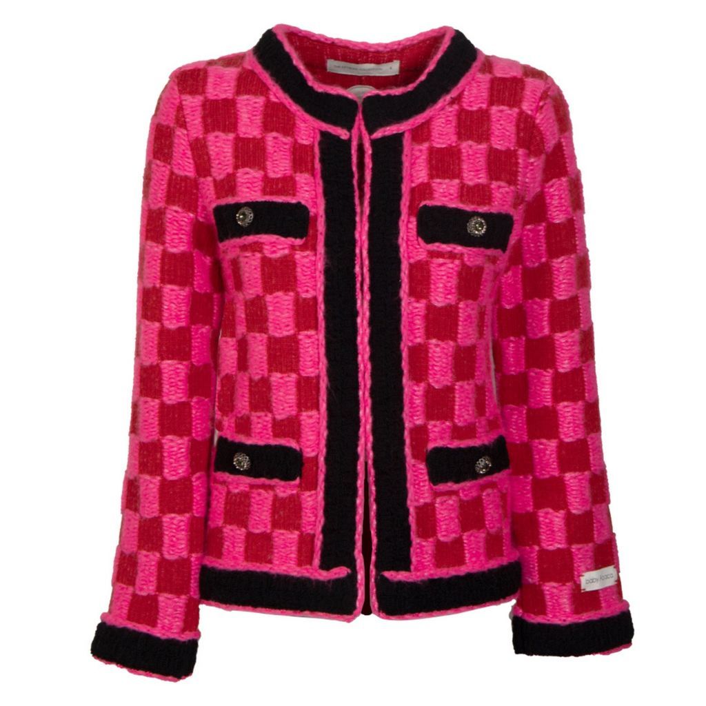 Women's Pink / Purple Alpaca, Mohair & Merino Wool Jacquard Jacket Amelie Medium The Extreme Collection