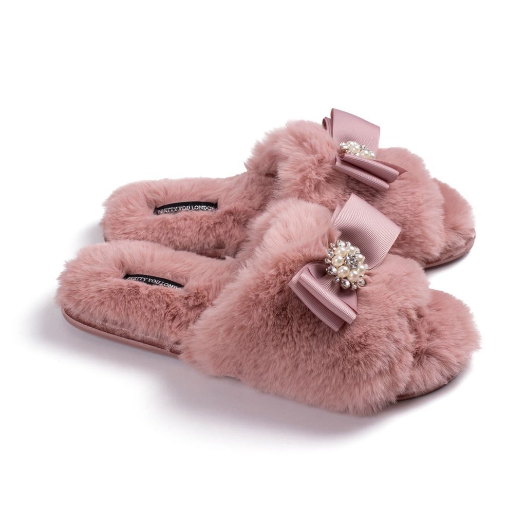 Women's Pink / Purple Anya Slider Slipper With Diamante In Pink Small Pretty You