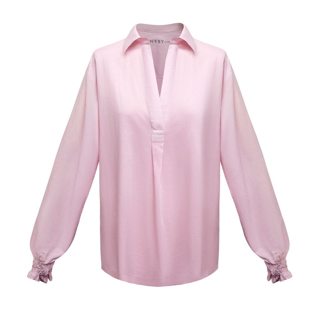 Women's Pink / Purple Aria Jersey & Cotton Shirred Cuff Shirt Pink Extra Small NRBY Clothing