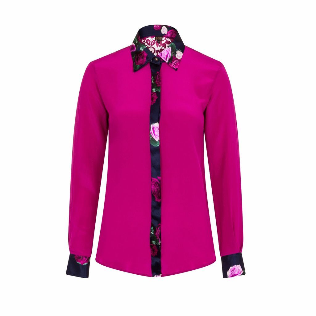 Women's Pink / Purple Berry Pink Rose Silk Shirt Medium Sophie Cameron Davies