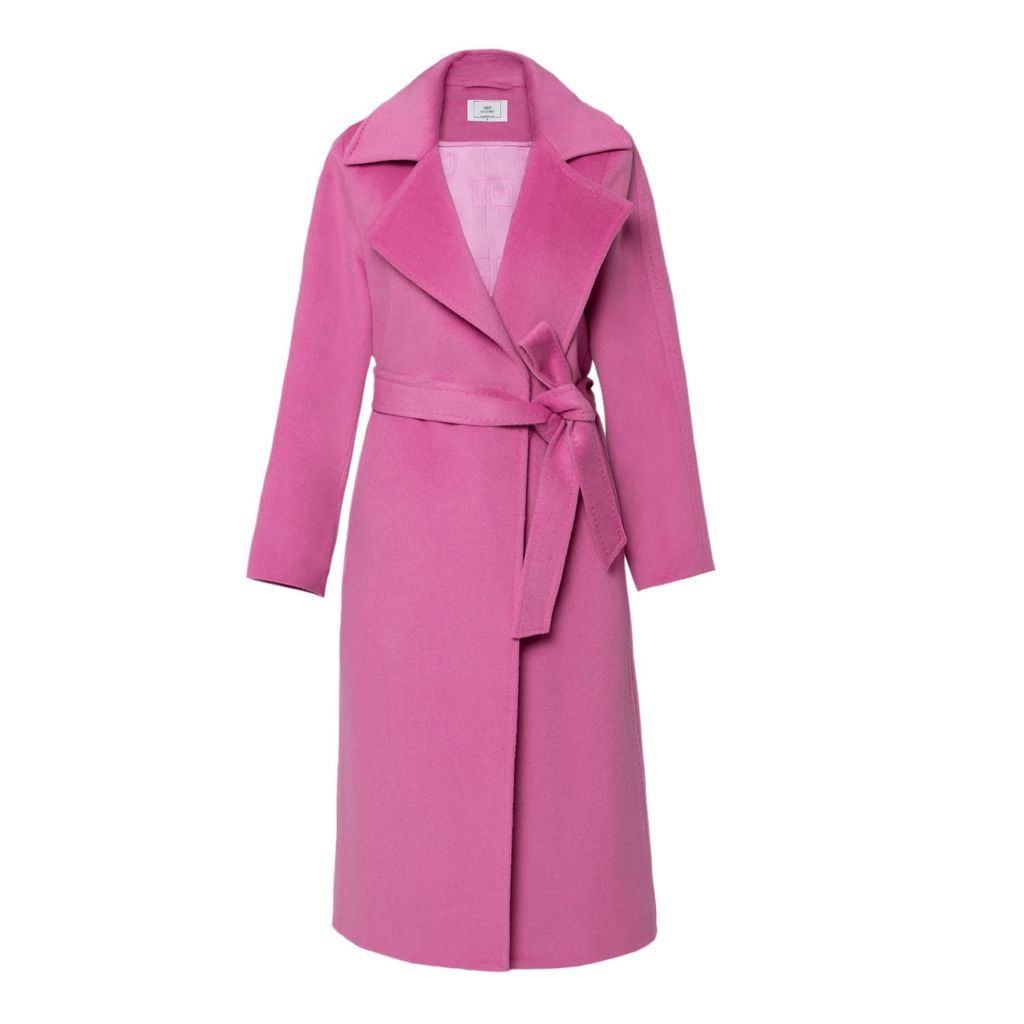 Women's Pink / Purple Boccani Belted Wool Coat Medium GIODORO