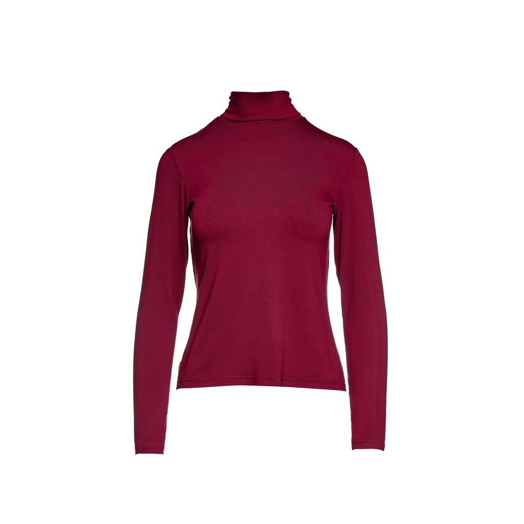 Women's Pink / Purple Burgundy Long Sleeve Polo Neck Jumper Extra Small Conquista