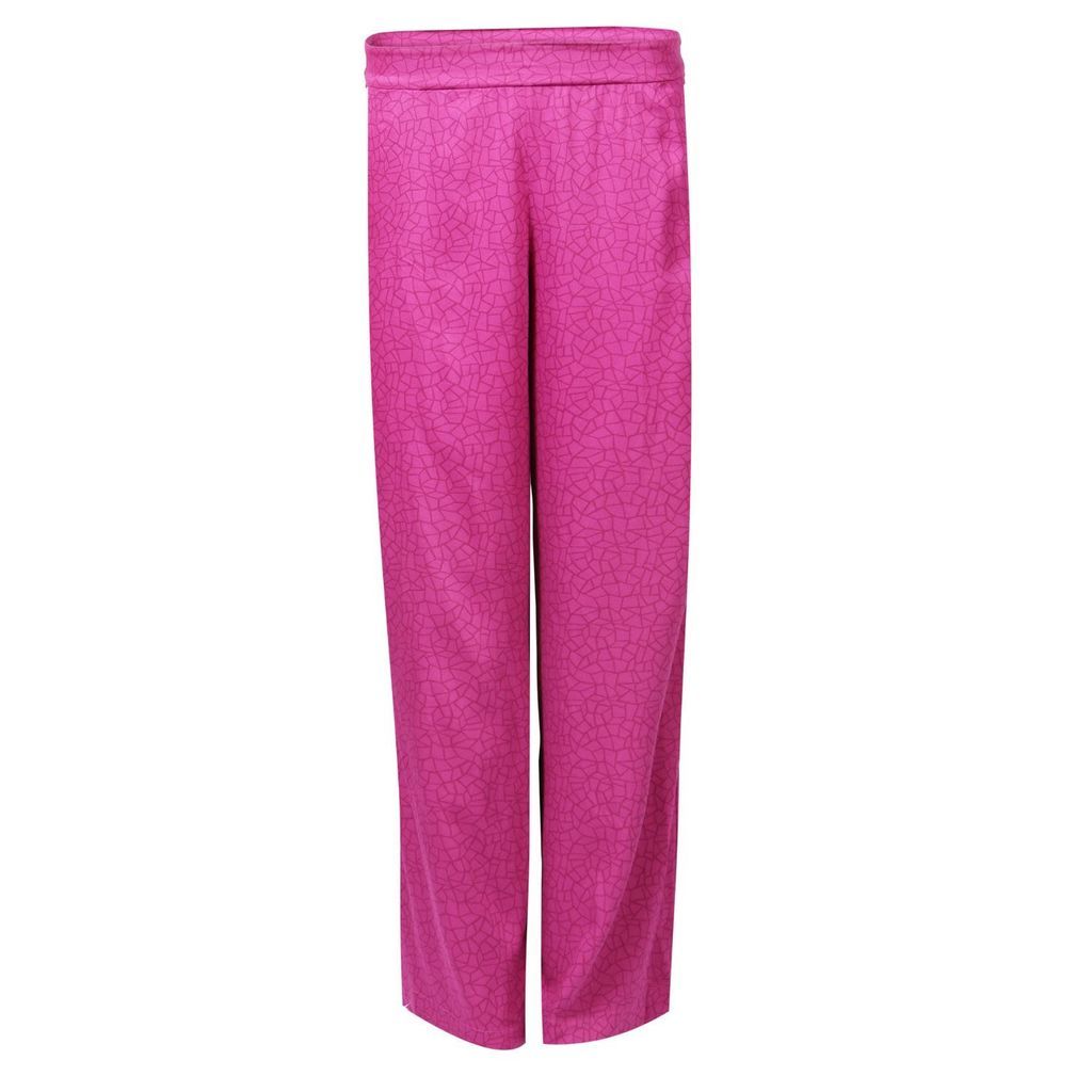 Women's Pink / Purple Bwahit Lenzing Ecovero Fuschia Print Wide Leg Trouser Medium IN OUR NAME