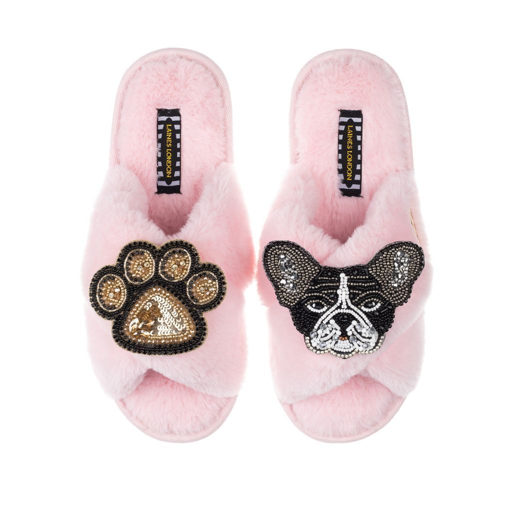 Women's Pink / Purple Classic Laines Slippers With Coco & Paw Brooches - Pink Small LAINES LONDON