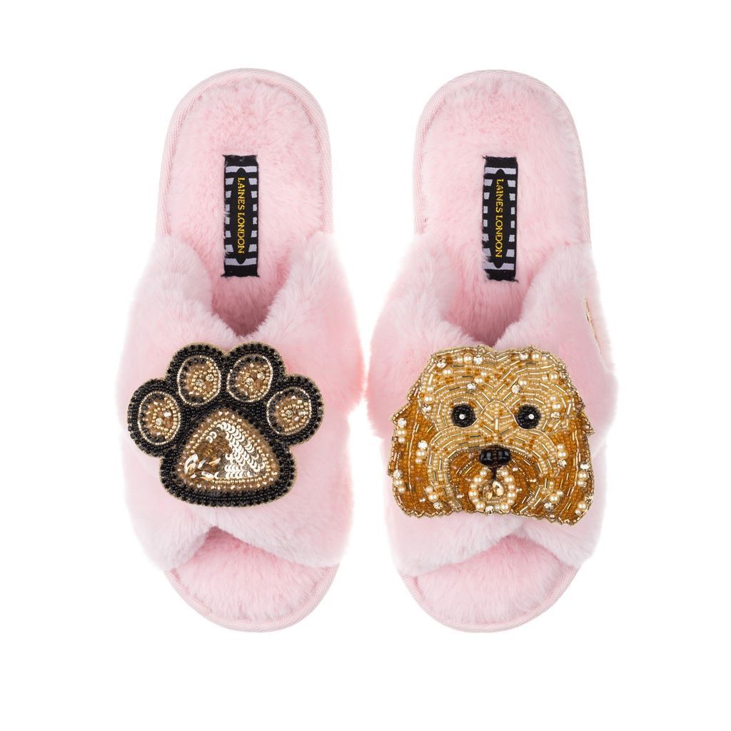 Women's Pink / Purple Classic Laines Slippers With Enki Doo & Paw Brooches - Pink Small LAINES LONDON