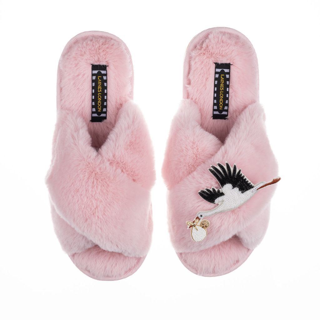 Women's Pink / Purple Classic Laines Slippers With Premium Baby Stork Brooch - Pink Small LAINES LONDON
