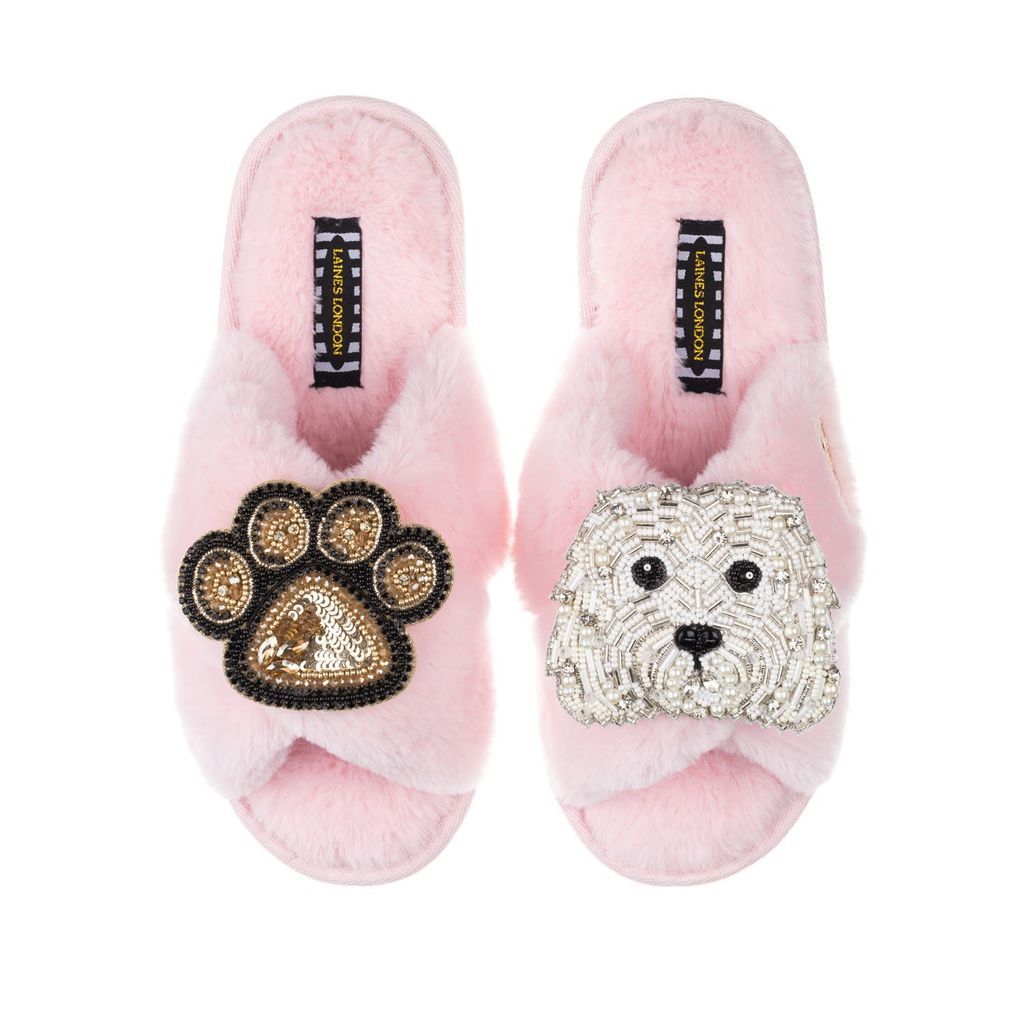 Women's Pink / Purple Classic Laines Slippers With Queenie & Paw Brooches - Pink Small LAINES LONDON