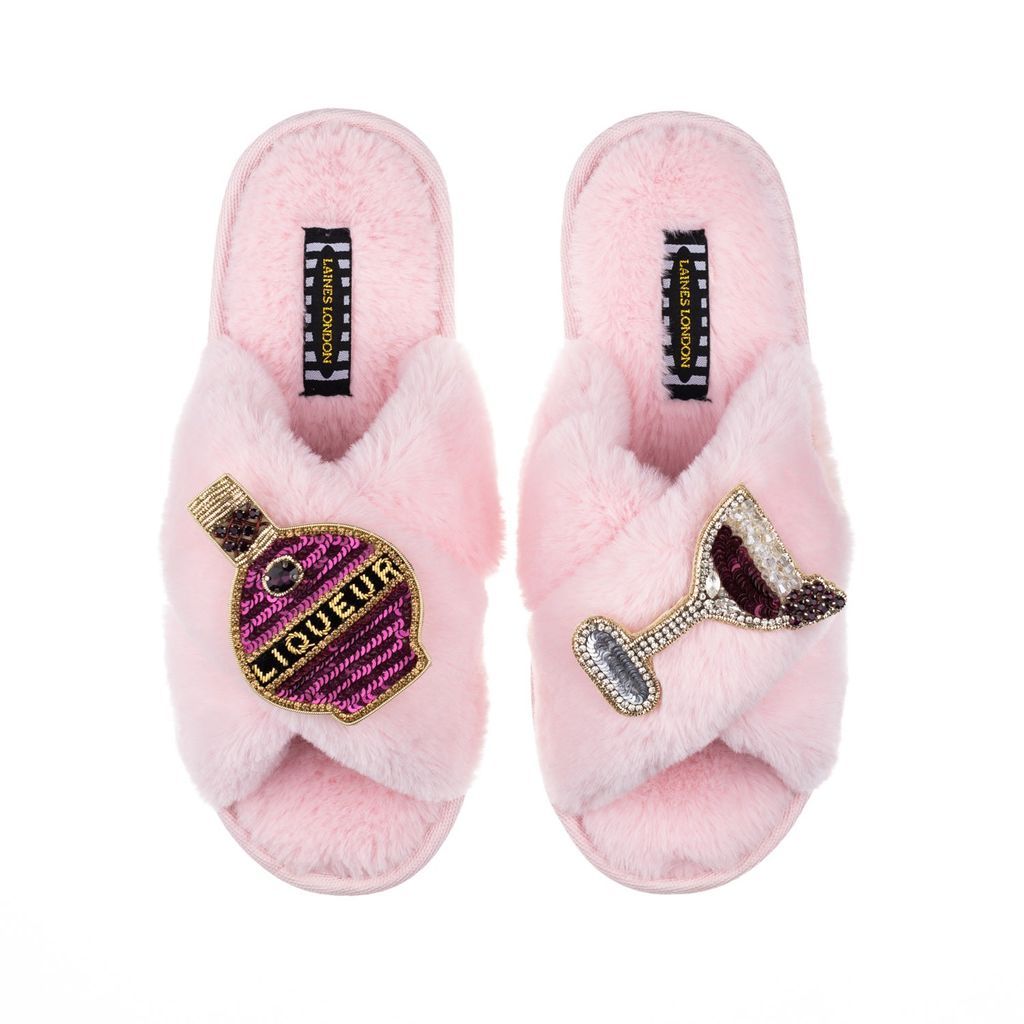 Women's Pink / Purple Classic Laines Slippers With Raspberry Liqueur Brooches - Pink Small LAINES LONDON