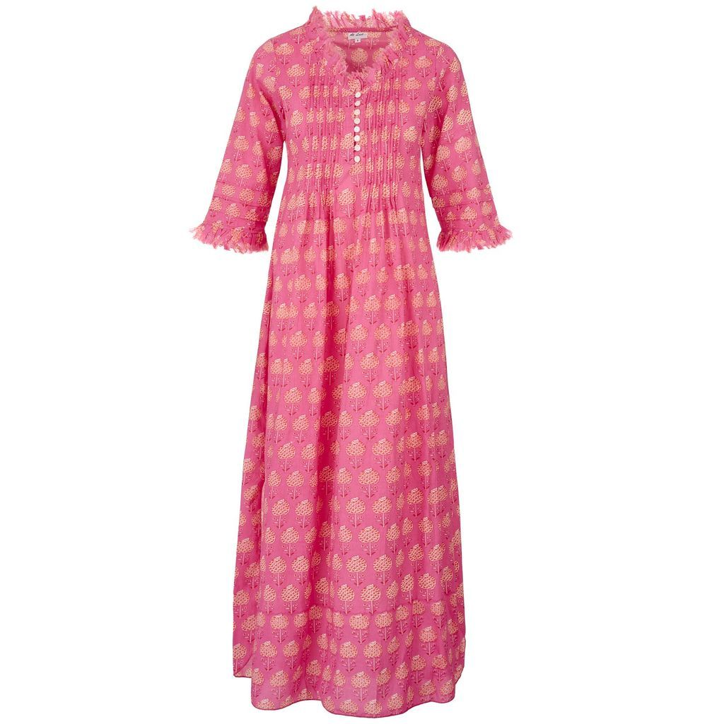 Women's Pink / Purple Cotton Annabel Maxi Dress In Pink With Orange Flower Extra Small At Last...