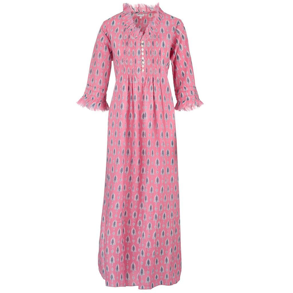 Women's Pink / Purple Cotton Annabel Maxi Dress In Raspberry Sorbet With Grey Leaf Extra Small At Last...