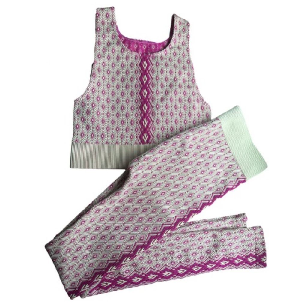 Women's Pink / Purple Diamond Seamless Circular Knit High Waist Leggings - Fuchsia Small Cojjoc