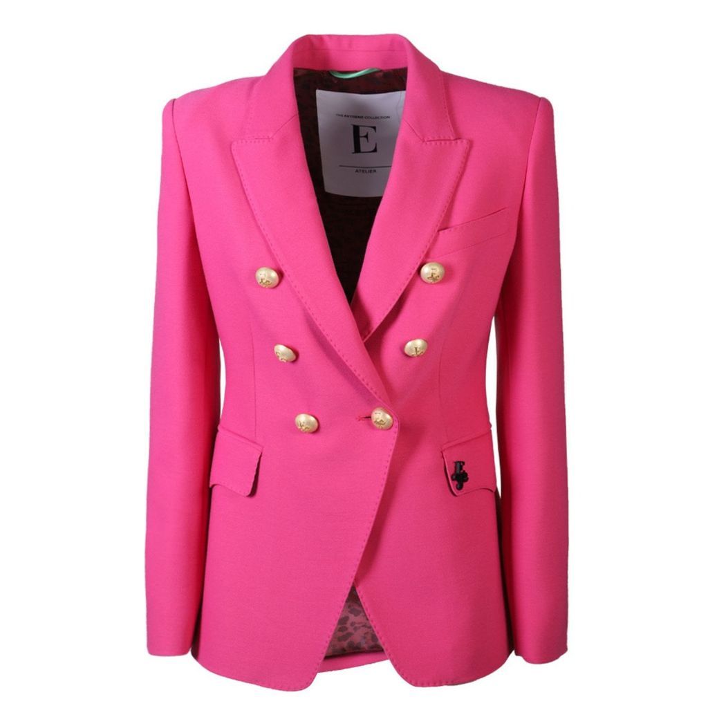 Women's Pink / Purple Double-Breasted Premium Crepe Blazer Pink London Xxs The Extreme Collection