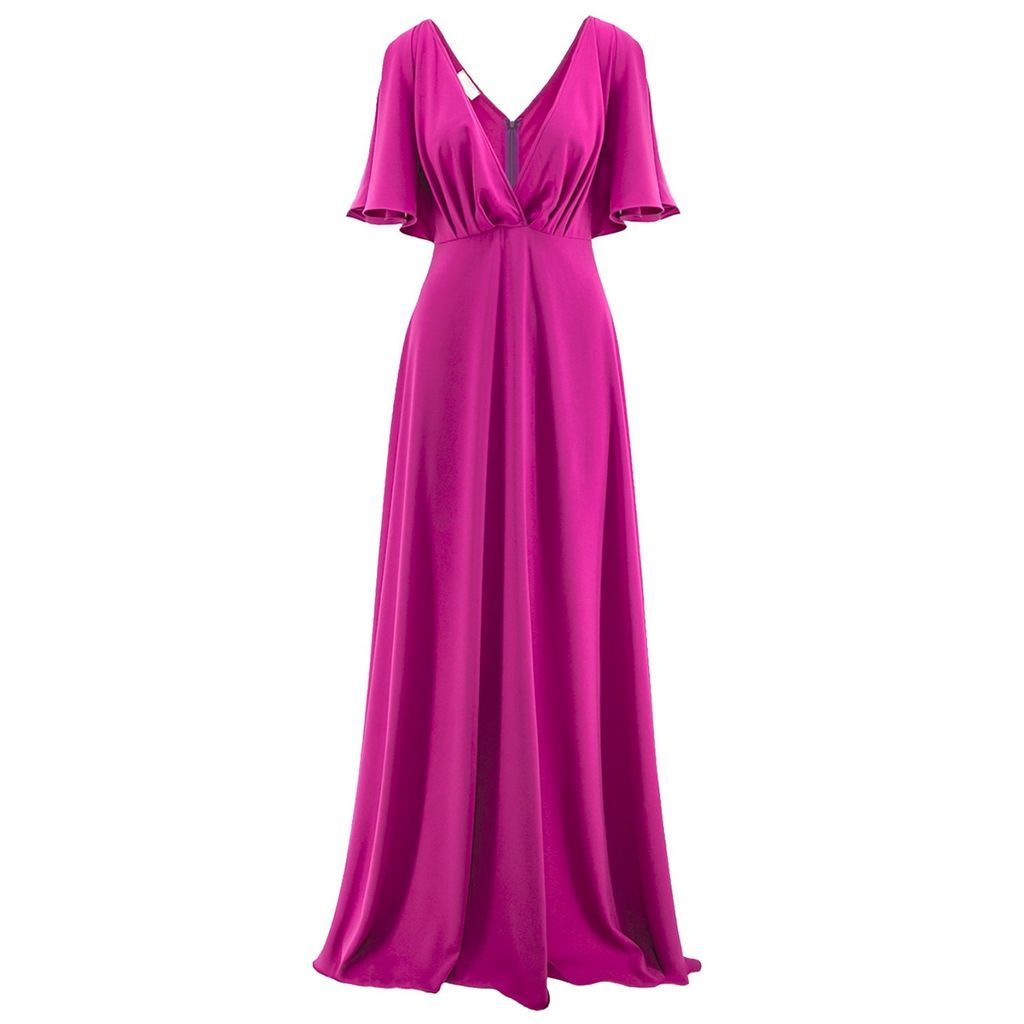 Women's Pink / Purple Florence Wrap Maxi Dress With Butterfly Sleeves In Orchid Extra Small ROSERRY