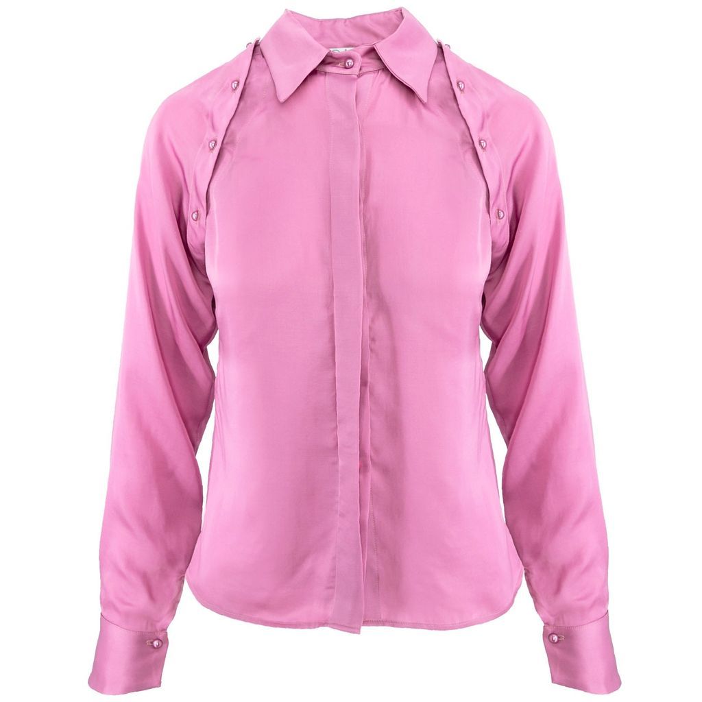 Women's Pink / Purple Fly-High Satin Shirt With Detachable Sleeves In Mauve Orchid Extra Small DALB