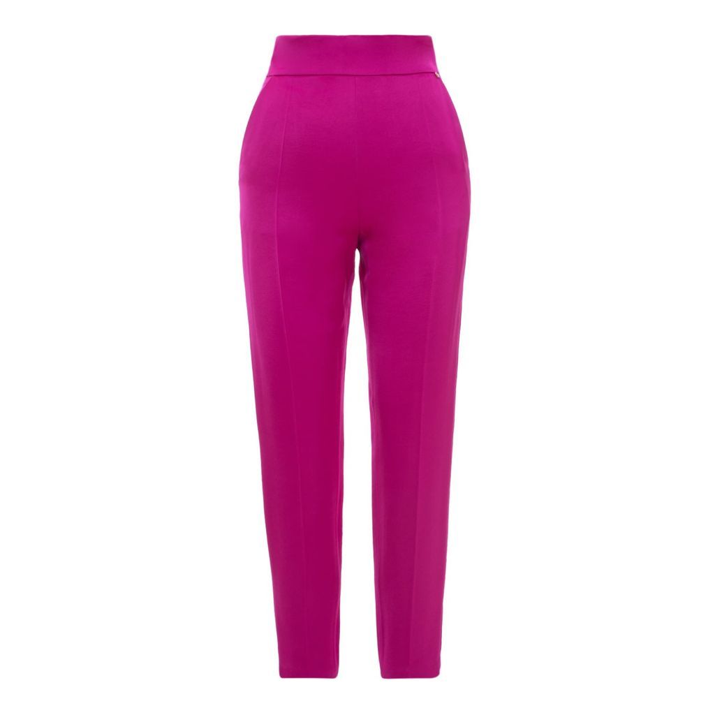 Women's Pink / Purple High Waisted Viscose Fucshia Pants Xxs Nissa