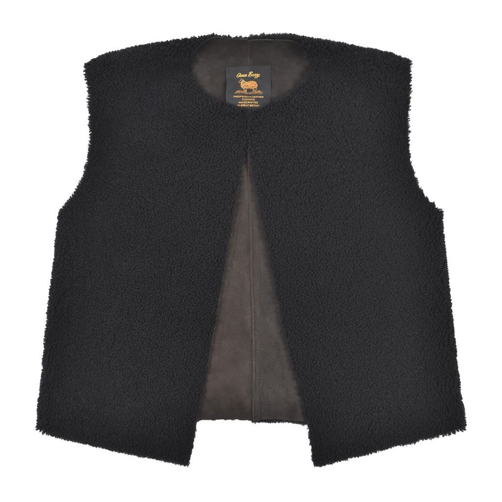 Women's Sheepskin Neat Reversible Vest Ebony Brown Robyn Small Owen Barry