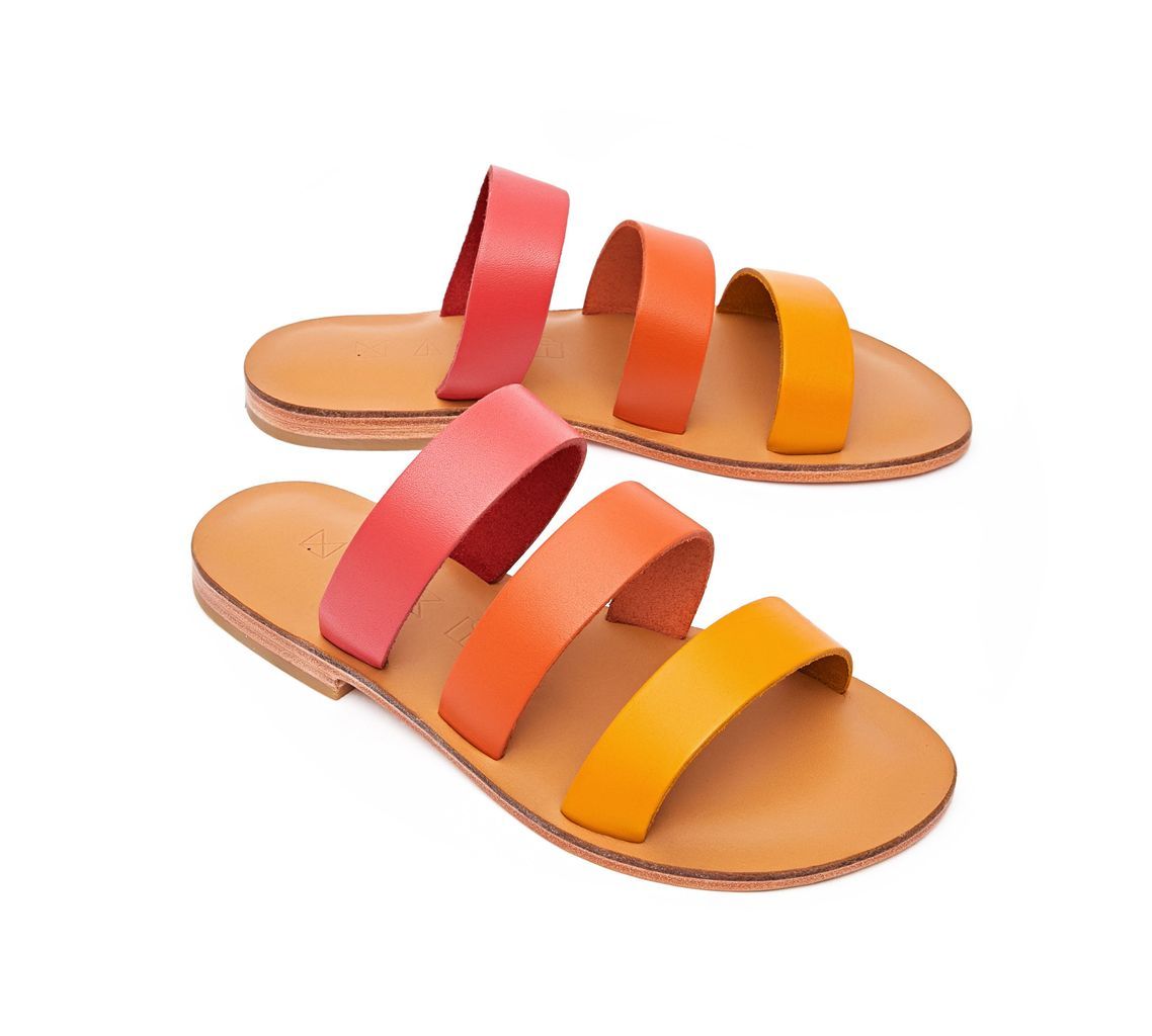 Women's Sky Leather Flat Sandals - Sunset 2 Uk Maki Sandals