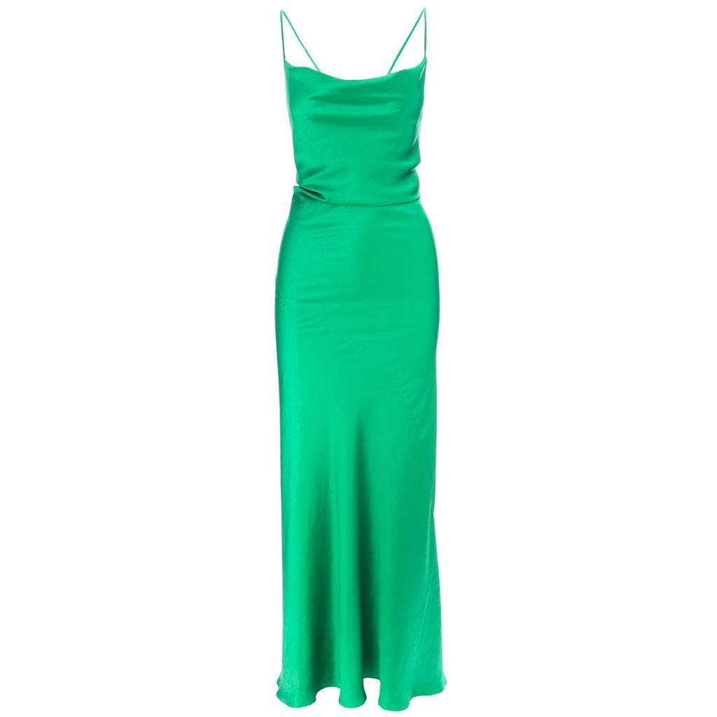 Women's Tulum Cowl Neck Satin Dress - Green Xs/S ROSERRY